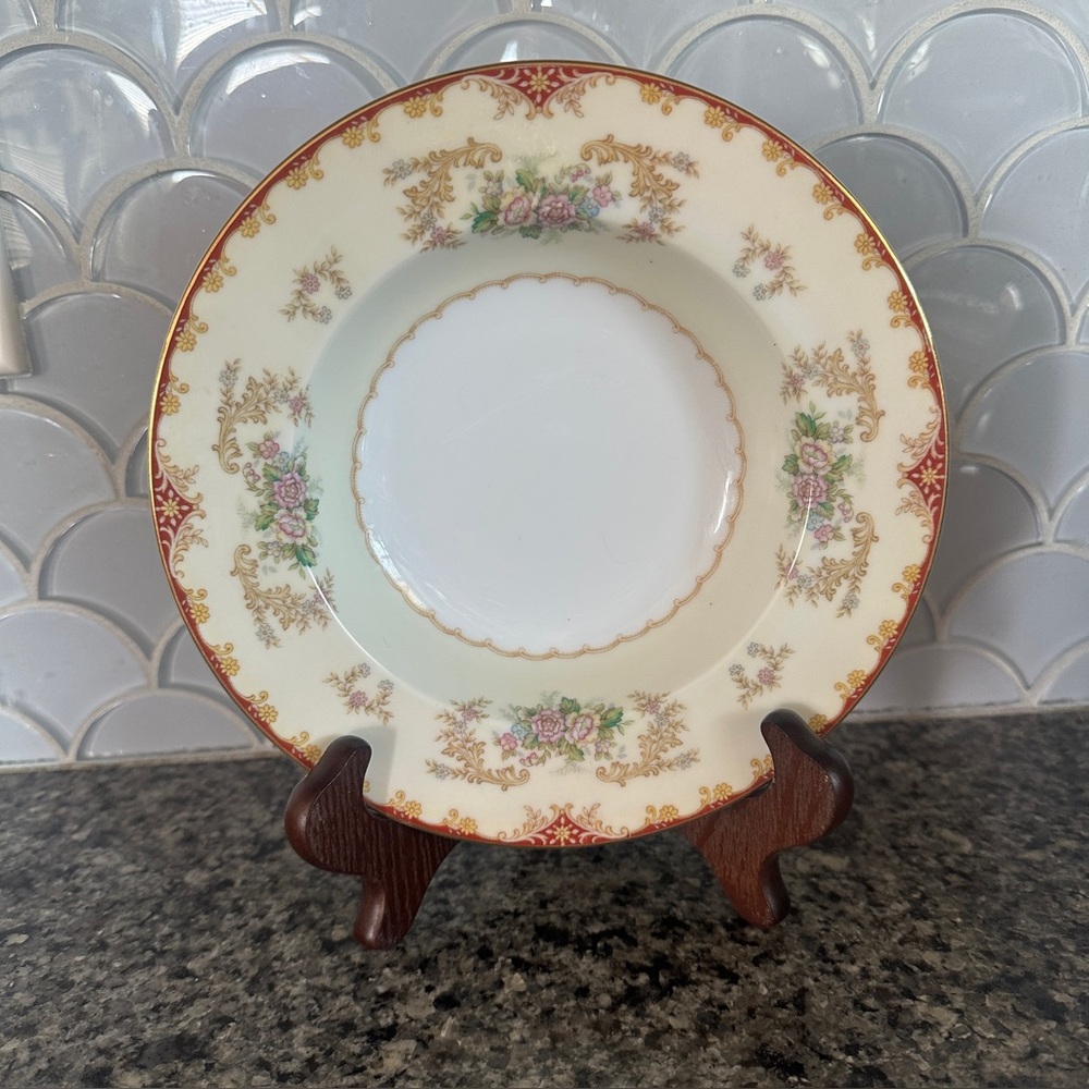 Noritake China Cardinal Rose 8 1/4” Rim Soup Bowl Occupied Japan Vintage